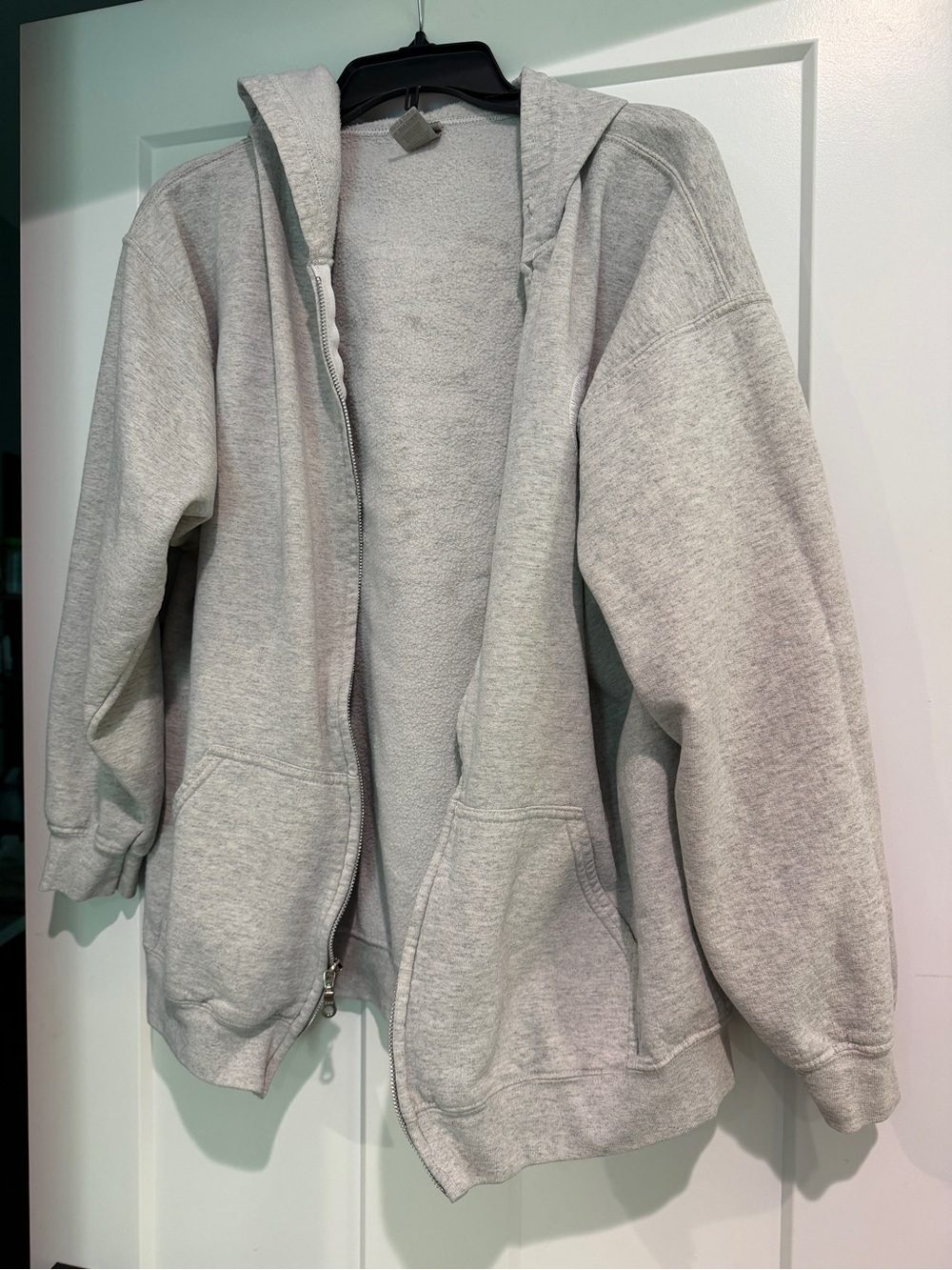 GILDAN Classic Light Gray ‘KQ Ranch’ Zip Hoodie-Size XL